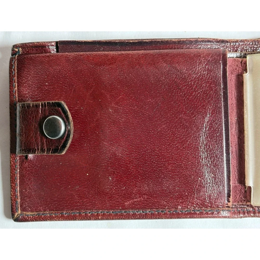 Vtg Mexican‎ Tooled Leather Bifold Wallet Cowboy Boot Hair-On Cowhide DAMAGED